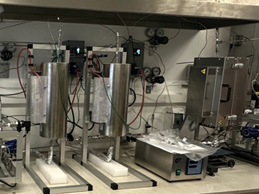 Micro-scale waste conversion unit on a laboratory bench